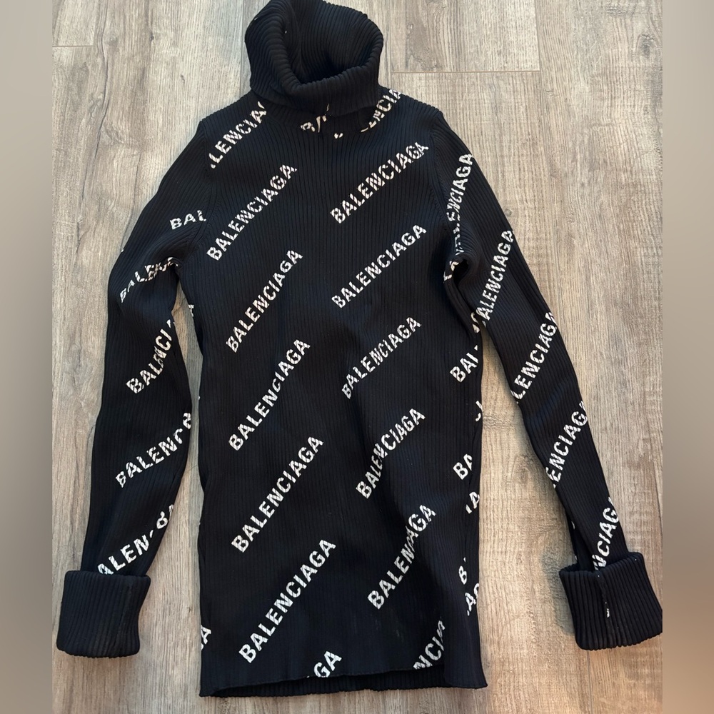 Balenciaga Black Logo Turtleneck